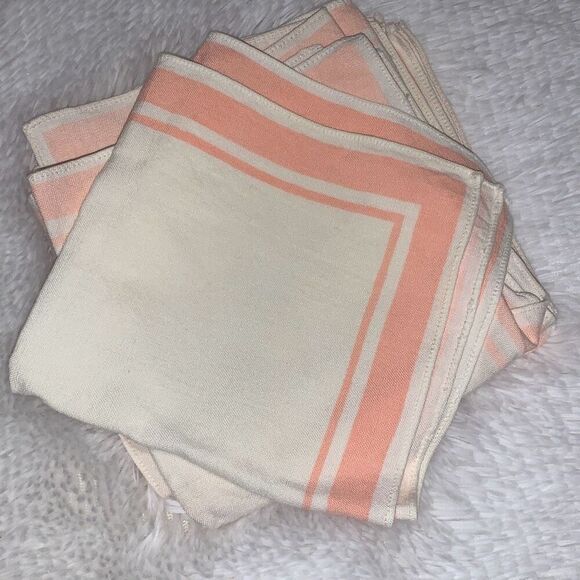 Vintage Salmon Linen Napkins Set of Six 13”X13.5” - Picture 1 of 8